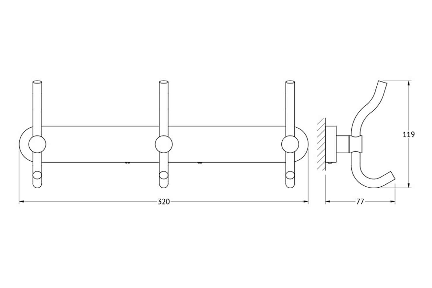 фото Планка с 3 крючками-вешалками harmonie hoff