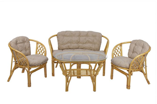 Изображение товара Комплект мебели Багама медовый из натурального ротанга и стекла