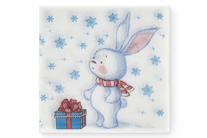 Изображение товара Салфетки однослойные Bunny and snowflakes