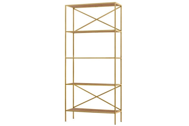 Изображение товара Стеллаж Karin 80х175х30 см из металла и ЛДСП в золотом и робиния цветах