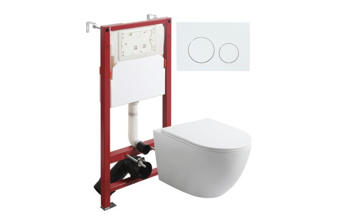 Изображение товара Подвесной унитаз с инсталляцией AGGER ATI07150+APB188 белый