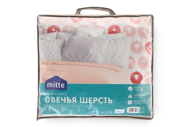 Фото 7 Одеяло MITTE Овечья шерсть Силиконизированное волокно 200х220 см, Евро