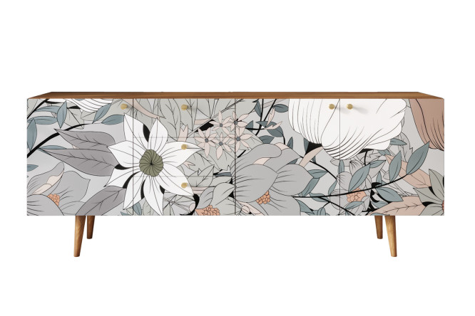Изображение товара Комод удлиненный Berber 180 см с принтом и коричневым каркасом