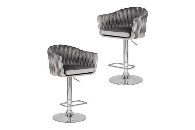 Изображение товара Комплект барных стульев DOBRIN Marcel 55х89х49 см, цвет обивки серый, ножек хром