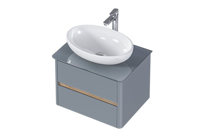 Изображение товара Тумба подвесная 1Marka Monro 60П 2я 60 см, цвет каркаса серый, дуб Вотан, фасада серый