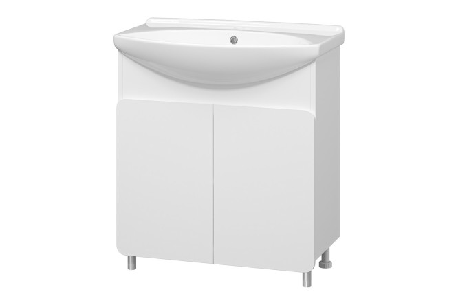 Изображение товара Напольная тумба для ванной комнаты Чегет 75 с двойными дверьми белая