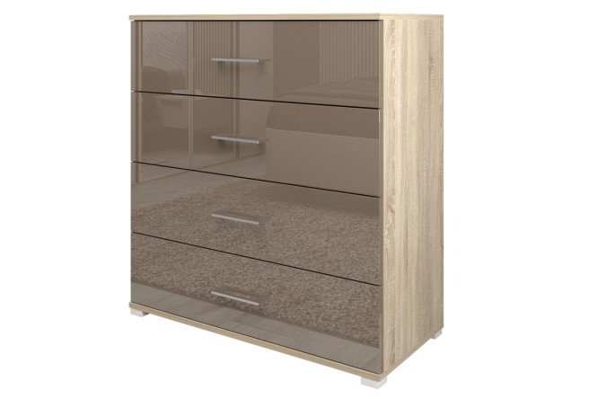 Изображение товара Комод Ваш День Silvia латте глянец и дуб Сонома 90,5х96,5х42,9 см