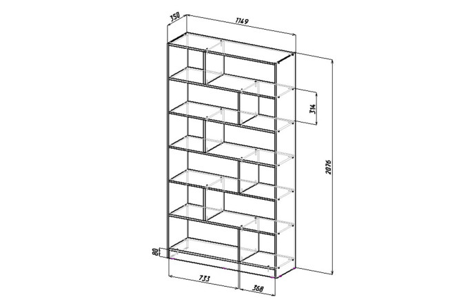 Книжный шкаф габариты