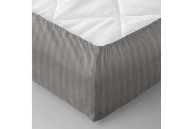 Простыня на резинке Stripe Premium Gray Страйп-сатин 140х200 см, До 22 см