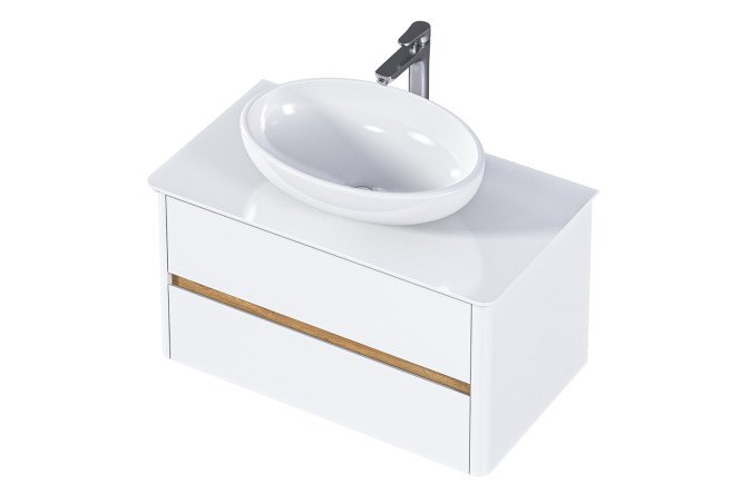 Изображение товара Тумба подвесная 1Marka Monro 80П 2я 80 см, цвет каркаса белый, фасада белый, дуб Вотан