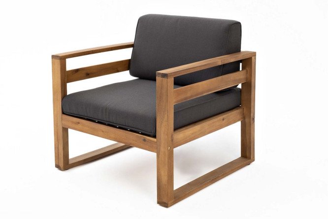 Изображение товара Кресло Бука цвет каркаса светло-коричневый, мягких элементов тёмно-серый графит