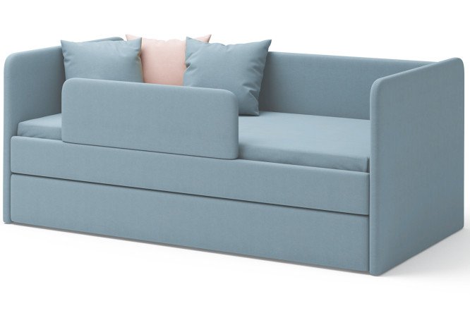 Изображение товара Кровать-тахта Jenny с матрасом и ящиком 80х180 см голубая