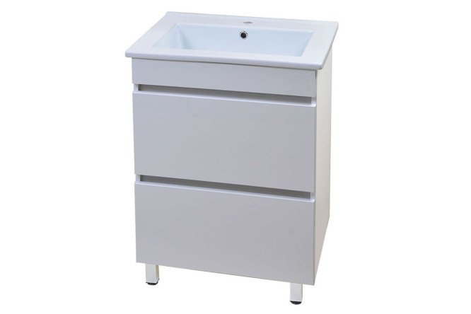 Изображение товара Напольная тумба Джерси с 2 ящиками 61.5 см белая для ванной и комнаты