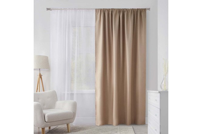 Изображение товара Штора MICASA Landry 200х280 см бежевый блэкаут с универсальной лентой