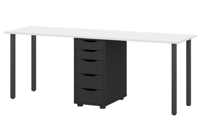 Изображение товара Письменный стол Alexys 200 см с тумбой белый/черный