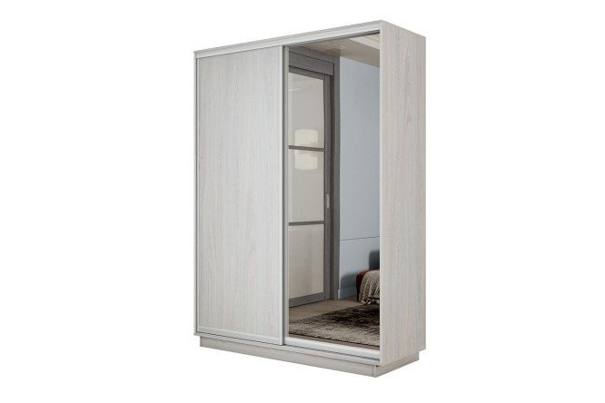 Изображение товара Шкаф-купе 2-дверный Slide-2 120х220х45 см, ясень анкор светлый, серебро, с одним зеркалом