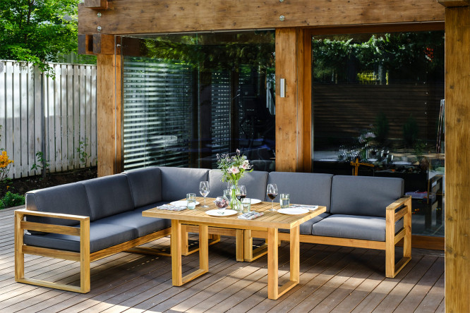 Изображение товара Угловой комплект из акации Booka с обеденным столом