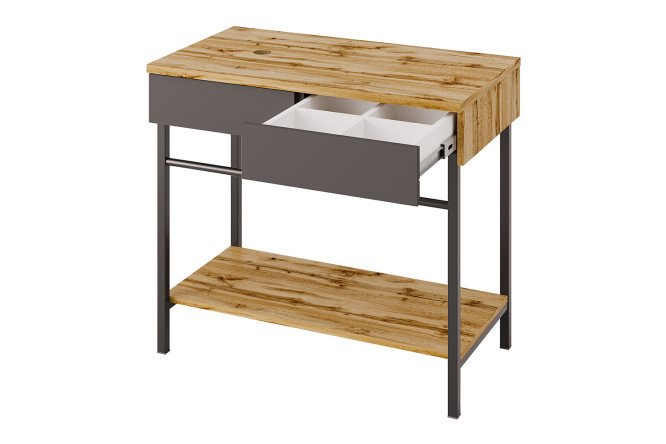 Изображение товара Тумба под раковину Лофт 87.6 см графит и дуб натурель без раковины