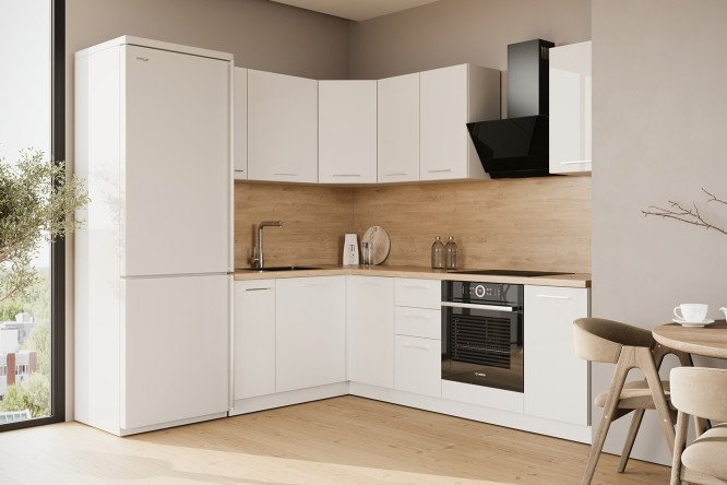 Изображение товара Модульный кухонный гарнитур Амика 2,41х1,51 м белый глянец