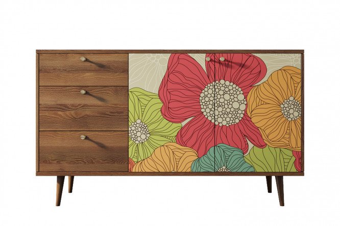 Изображение товара Комод Berber 150x90x45 см с принтом и коричневым каркасом