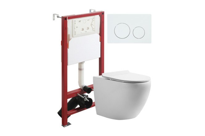 Изображение товара Подвесной унитаз ORANGE CI07-100W+APB188 безободковая инсталляция стильный и надежный