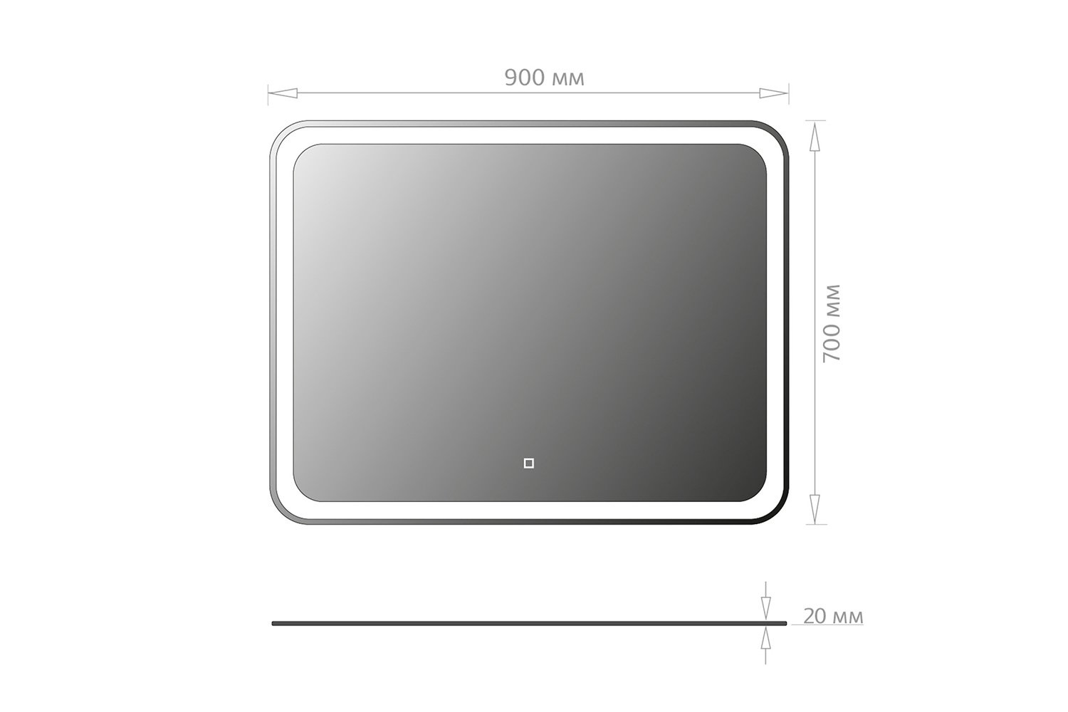 Зеркало с LED-подсветкой ONIKA Магна 90 209029 90х70 см