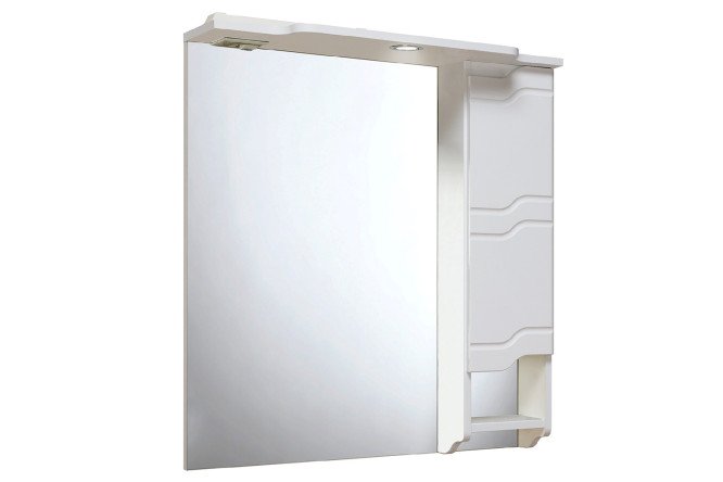 Изображение товара Подвесной шкаф-зеркало RUNO Стиль белый 75х80х24 см правый