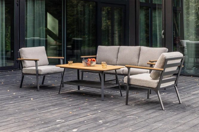 Изображение товара Комплект садовой мебели Oliver цвет каркаса чёрный, столешницы бежевый