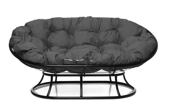 Изображение товара Диван Мамасан с серыми мягкими элементами и черным каркасом