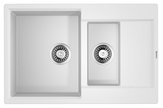 Изображение товара Врезная мойка с крылом OMOIKIRI Daisen 78-2T-WH 78x51x23 см из tetogranit