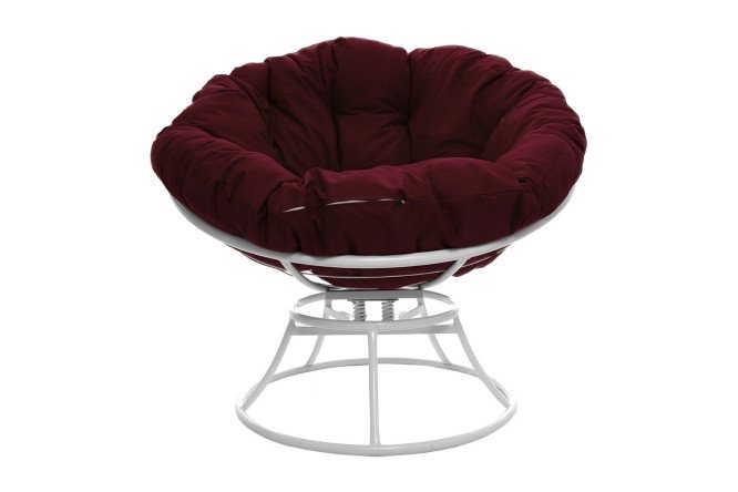 Изображение товара Кресло Папасан пружинка цвет каркаса белый, мягких элементов бордовый