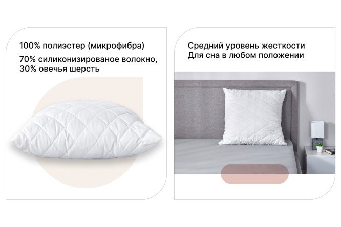 Подушка MITTE Овечья шерсть 70х70 см, Силиконизированное волокно