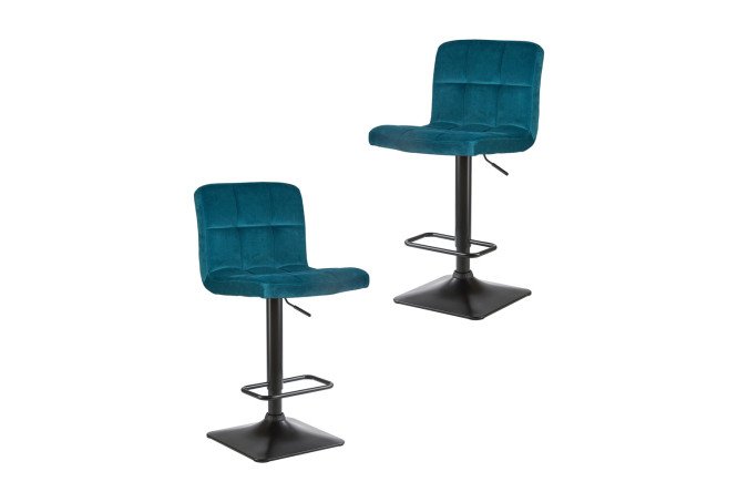 Изображение товара Комплект барных стульев DOBRIN Dominic 42х94х52 см, цвет обивки морская волна, ножек чёрный