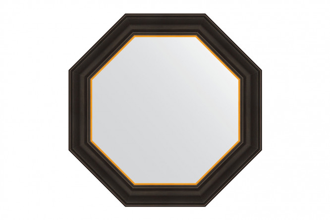 Изображение товара Настенное зеркало в багетной раме EVOFORM Octagon 58х58 см черное дерево с золотом