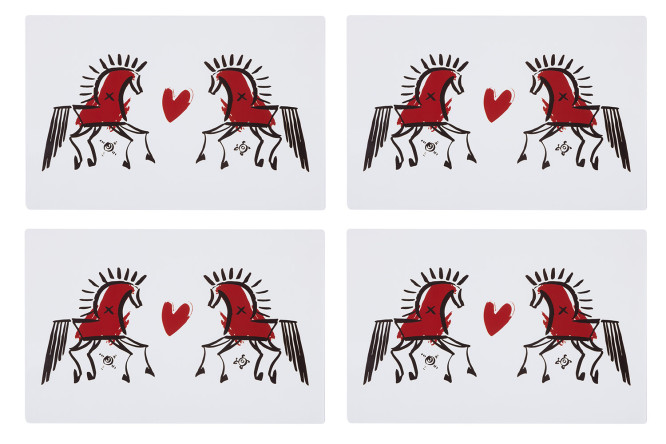 Изображение товара Набор салфеток Мезенская лошадка-4 43х0,02х28 см белый и красный