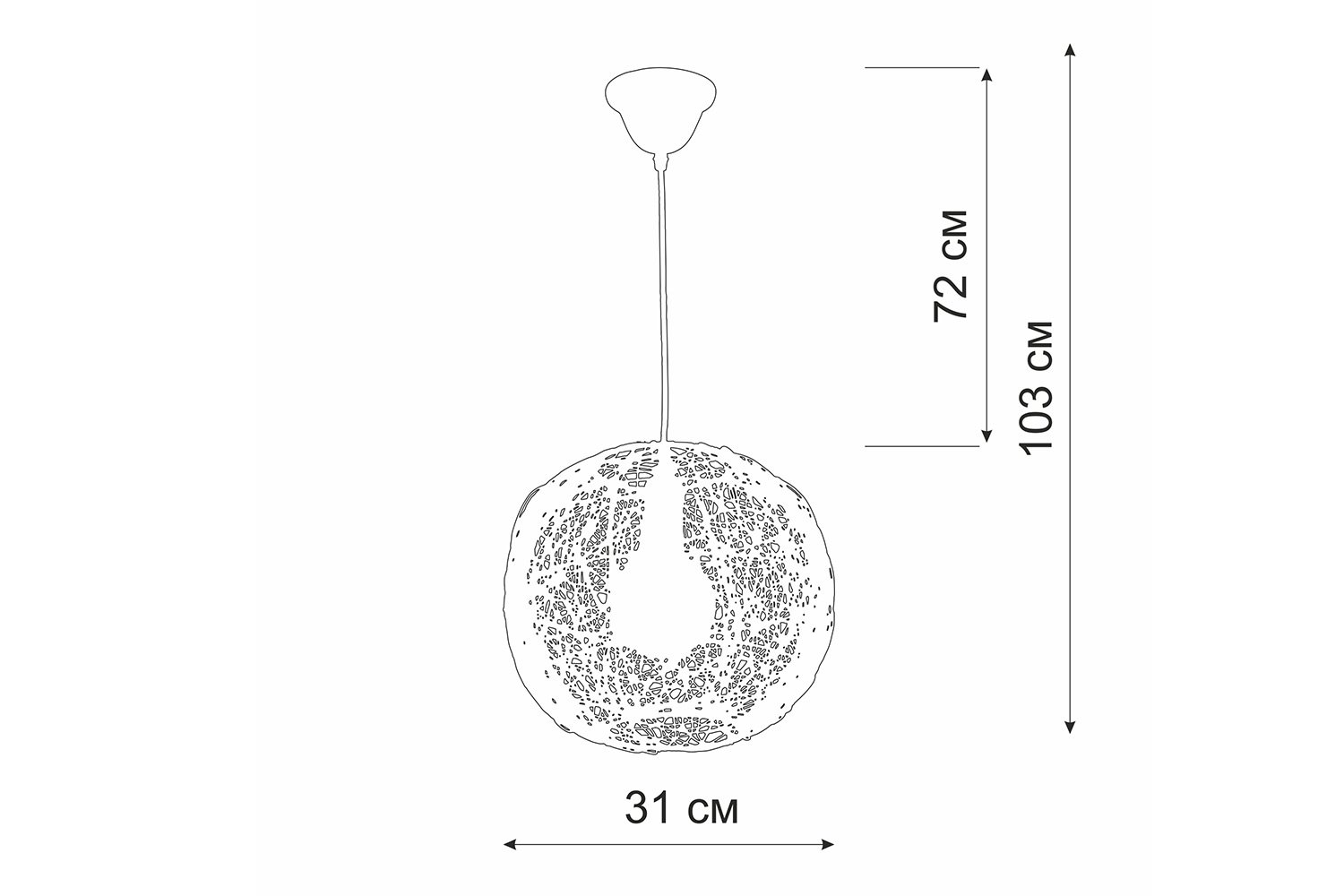 Люстра VITALUCE V6919/1S 3 кв.м., 31х103х31 см, E27