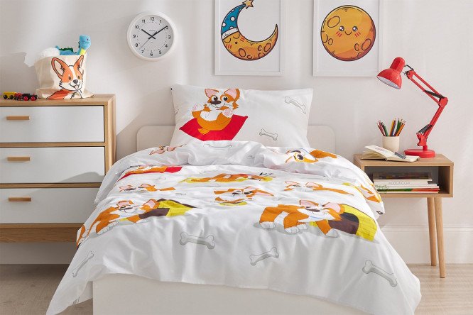 Комплект постельного белья MICASA Teens corgi 145х215 см