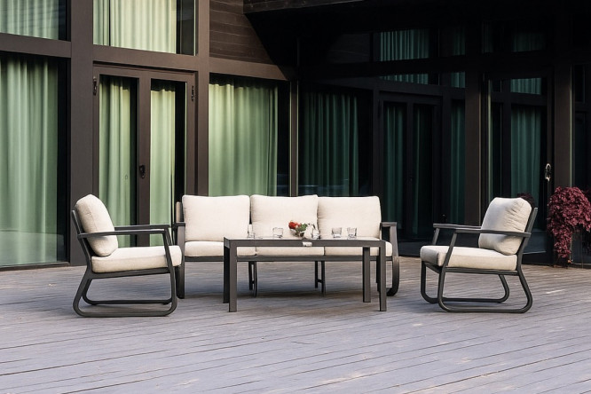 Изображение товара Комплект садовой мебели Felix цвет каркаса чёрный, столешницы чёрный