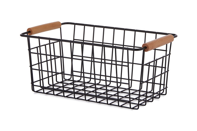 Изображение товара Корзина BERKRAFT Loft для хранения 27.5x12x15.5 см черная из металла и бамбука