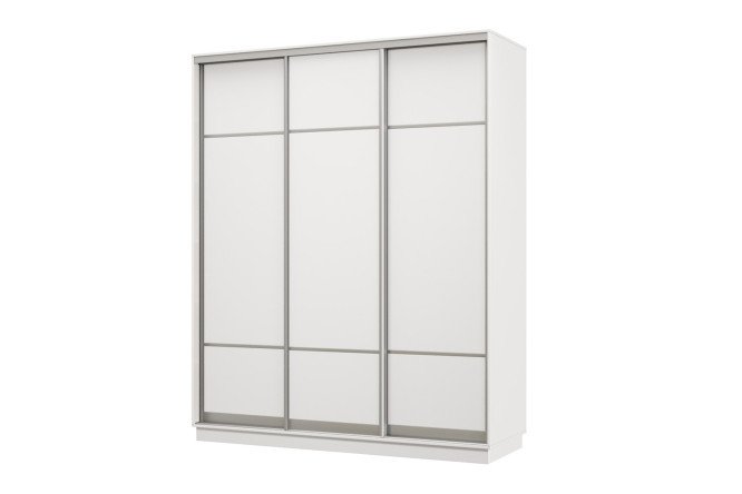 Изображение товара Шкаф-купе 3-дверный Практик 24 180x240x60 см, белый, профиль серебро