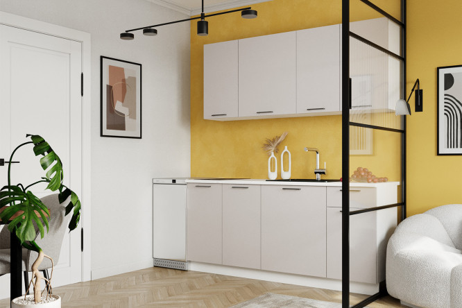 Кухонный гарнитур Тренд 180х217х60 см, цвет каркаса белый, фасада кашемир