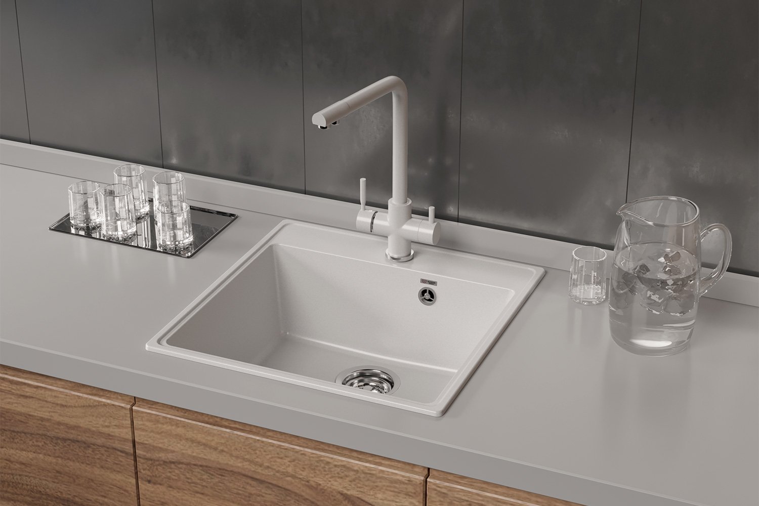 Мойка ULGRAN Quartz Forte 505-02 50.5х50.5х20 см