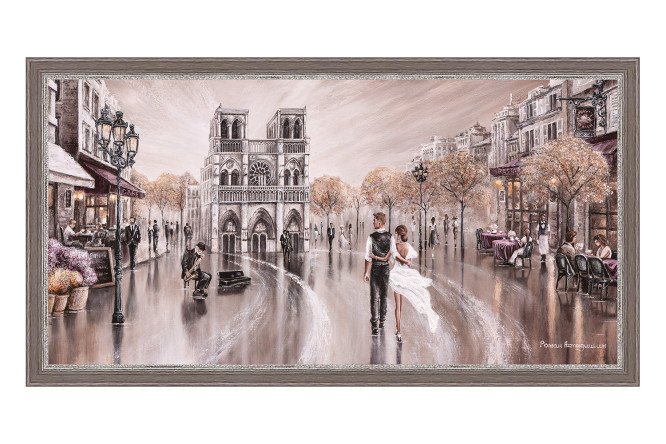 Изображение товара Репродукция Прогулка по Парижу в раме 69х129 см