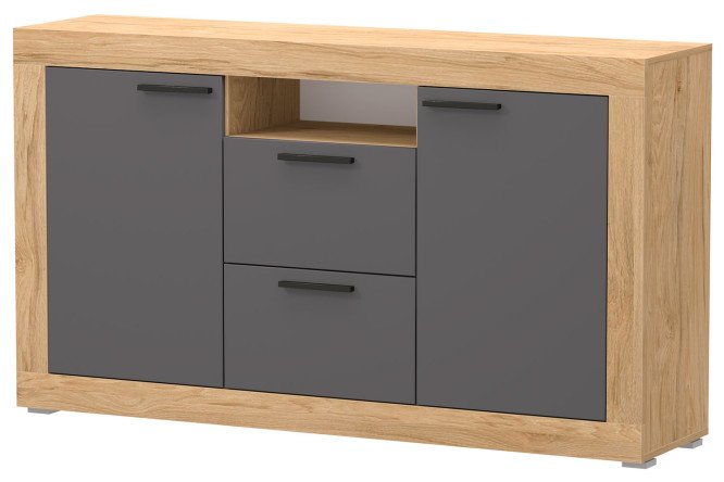 Изображение товара Комод Мартин с графитовым фасадом и натур. каркасом