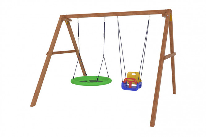 Изображение товара Уличные качели Р911 16 с функцией 3 в 1 и качелями-гнездом Свиби для двора и садика