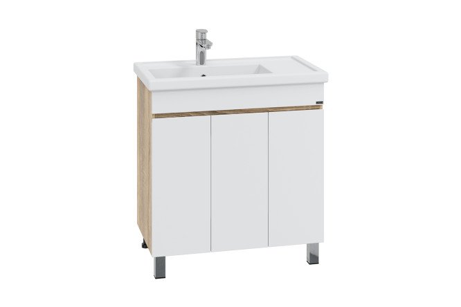 Изображение товара Тумба напольная САНТА Марс 80 П 700411 81 см, цвет каркаса янтарный, фасада белый, янтарный