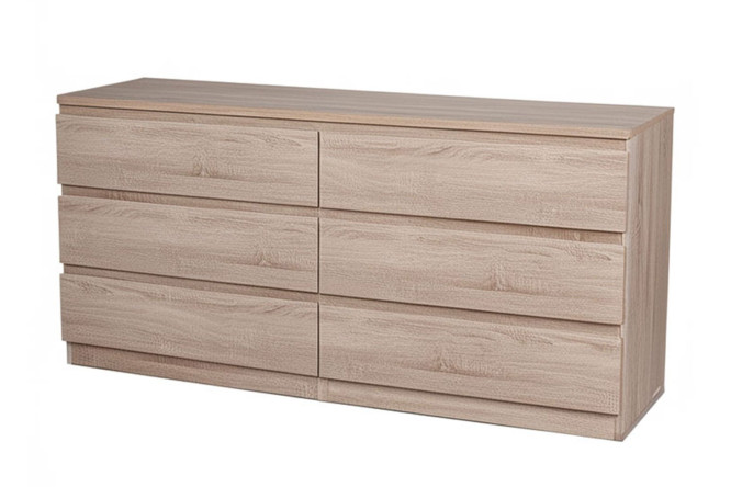 Изображение товара Комод Мальта 6 ящиков с фасадом и каркасом сонома