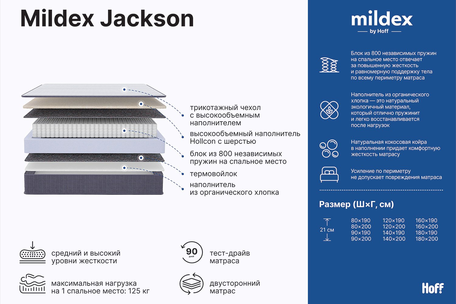 Матрас Jackson 80х190 см