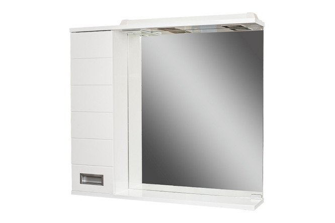 Изображение товара Шкаф-зеркало с подсветкой Домино Cube 80 ШЗ/4 DC5010HZ левый 80.4х68.6х14.8 см, Левый