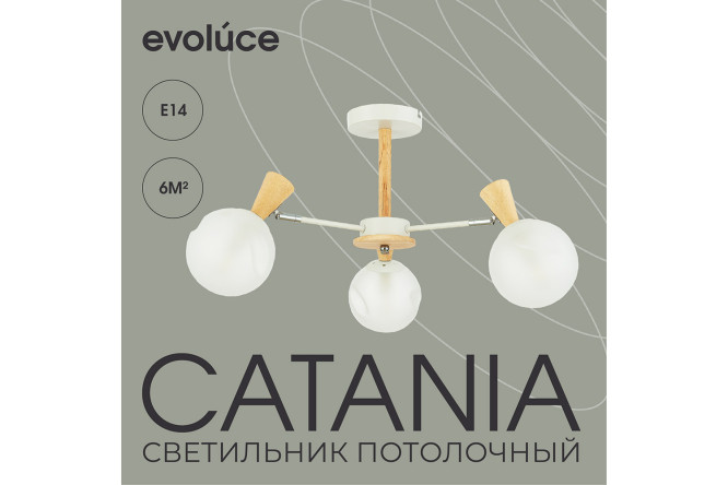 Светильник потолочный EVOLUCE Catania 6 кв.м., 55x35x55 см, E14